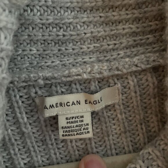 American Eagle Women SZ S 2 Tone Gray Oversized Turtleneck Knit Sweater - Picture 9 of 9